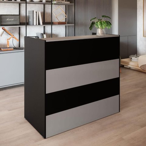 Balcão Atendimento Recepção Escritório 90 Cm X 110 Cm F5 Cor:cinza Sagrado com Preto