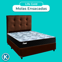 Ver imagem 4 de Conjunto Cama Box Marrom Casal + Colchão Molas Ensacadas Life Gold Paropas + Cabeceira