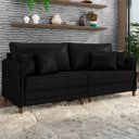Ver imagem 1 de Sofá 2 Lugares Living 172cm Pé Madeira Zoe Sintético Preto Z08 - Mpozenato