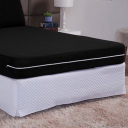 Capa de Colchão Queen 30cm + Fronha com Zíper Malha Lisa 3 Peças:preto - 2