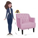 Ver imagem 4 de Poltrona Decorativa Alice Suede Rosa Pés Madeira Ms Decor