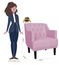 Ver imagem 4 de Poltrona Decorativa Alice Suede Rosa Pés Madeira Ms Decor