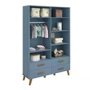 Ver imagem 4 de Quarto Infantil Retrô Ayla com Guarda Roupa e Cômoda Azul Fosco - Reller Móveis