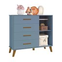 Ver imagem 2 de Quarto Infantil Retrô Ayla com Guarda Roupa e Cômoda Azul Fosco - Reller Móveis