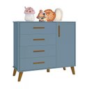 Ver imagem 5 de Quarto Infantil Retrô Ayla com Guarda Roupa e Cômoda Azul Fosco - Reller Móveis