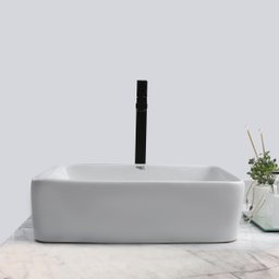 Kit Cuba Pia Louça Cerâmica Banheiro C/ Torn e Vál Preta S17 - 3
