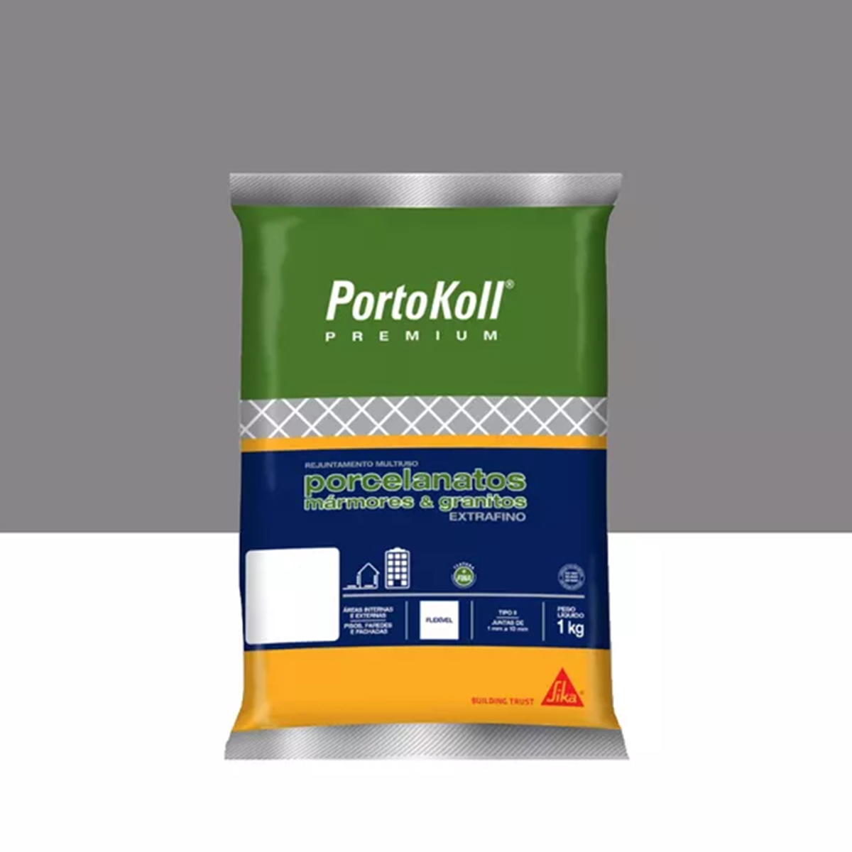 Rejunte Portokoll Multiuso Extrafino 1kg Cinza Sideral | MadeiraMadeira