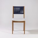 Ver imagem 5 de Kit 2 Cadeiras de Jantar sem Braços Tune Azul/Verniz Mel/Corda/Tecido Gelo
