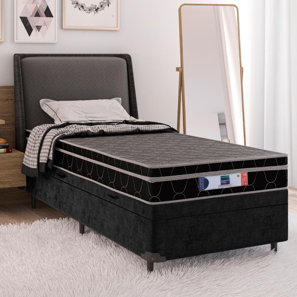 Cama Box Solteiro Baú Colchão Espuma Firme D33 88x188x53cm | MadeiraMadeira