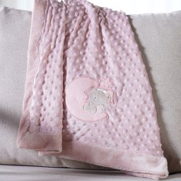 Manta Bebê Dots Camada Dupla de Plush 100x70 com Bordado - 1