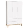 Cômoda Gaveteiro e Guarda Roupa Infantil 3 Portas New Classic Branco com Pés Madeira Natural - Relle - 3