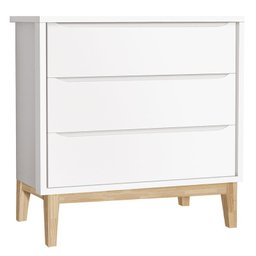 Cômoda Gaveteiro e Guarda Roupa Infantil 3 Portas New Classic Branco com Pés Madeira Natural - Relle - 2