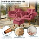 Ver imagem 3 de Kit 2 Poltronas Decorativa e Puff para Sala Recepção Manicure Consultório Quarto Alice Suede