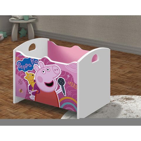 Caixa Baú Organizadora de Brinquedos Infantil Mdf Peppa Rosa