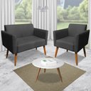 Ver imagem 2 de Poltrona Namoradeira Decorativa Isabella Pés Palito Madeira Suede Preto - Gran Belo