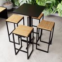Ver imagem 1 de Conjunto Mesa Alta Bar Bistrô Quadrada Preta 4 Bancos Pinus Industrial Black Don Castro Decor Indust