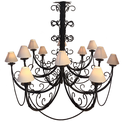 Ver imagem 4 de Lustre Negro de Dois Andares Rustico em Ferro para Ambiente Interno com Cúpulas Libertas Rosas Artes