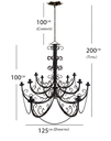 Ver imagem 2 de Lustre Negro de Dois Andares Rustico em Ferro para Ambiente Interno com Cúpulas Libertas Rosas Artes