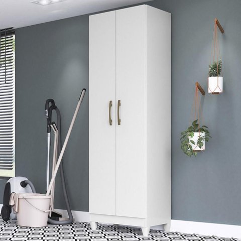 Armário Multiuso Lavanderia 55cm 2 Portas Staxx Branco Z17 - Mpozenato