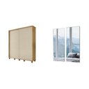 Ver imagem 2 de Guarda-Roupa Casal Monte Carlo 2 Portas Ripadas de Correr com Espelho 4 Gavetas Internas e Maleiros Bege/Cinamomo/Off White