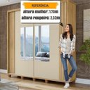 Ver imagem 4 de Guarda-Roupa Casal Monte Carlo 2 Portas Ripadas de Correr com Espelho 4 Gavetas Internas e Maleiros Bege/Cinamomo/Off White