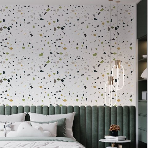 Papel de Parede Adesivo Granilite Colorido e Esverdeado - 2,5m