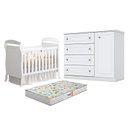 Ver imagem 1 de Berço Americano Danny Branco Acetinado Reller e Cômoda Infantil Americano Branco HP e Colchão Gazin 