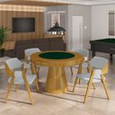 Ver mais imagens de Kit 4 Cadeiras Sala de Jantar e Jogos Carteados Madeira Maciça Poker Linho Cinza/mel G42 - Gran Belo