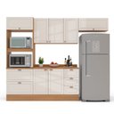 Ver imagem 5 de Cozinha Pérola 270cm com Rodapé e Tampo 4 Peças Off White/Freijó Yescasa