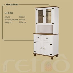 Kit Cozinha Retrô 4p 2g Off White-nogueira Cristaleira - 4