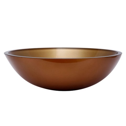 Kit Banheiro Cuba de Vidro Redonda 35 cm com Válvula Click:Bronze