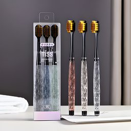 Kit 3 Escovas de Dente com Cabo de Cristal Escovação Suave - 3