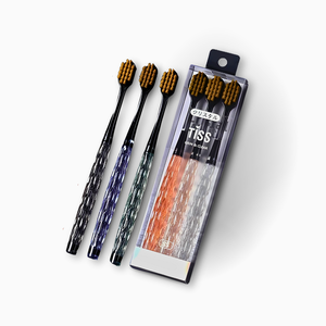 Kit 3 Escovas de Dente com Cabo de Cristal Escovação Suave