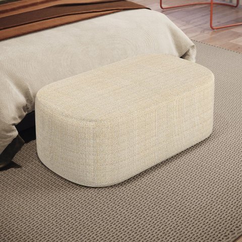 Puff Decorativo Orgânico para Living Quarto 100cm Doha W01 Linho Palha - Lyam Decor