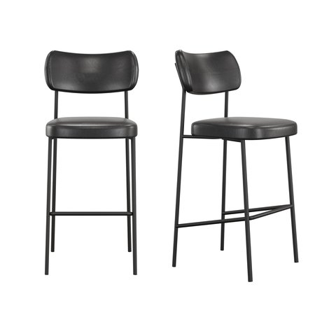 Kit 02 Banquetas Alta Mila Cozinha Bar Gourmet Courissimo Preto Mila