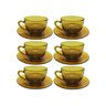 Jogo Xícara de Chá ou Café com Pires Vidro Âmbar 200ml 6 Unidades - 2