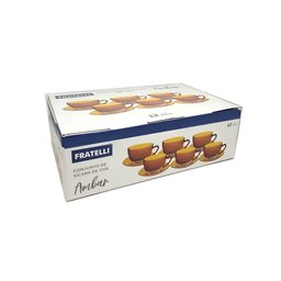 Jogo Xícara de Chá ou Café com Pires Vidro Âmbar 200ml 6 Unidades - 3 Jogo Xícara de Chá ou Café com Pires Vidro Âmbar 200ml 6 Unidades - 3