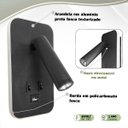 Ver imagem 6 de 3 Arandela Cabeceira para Leitura Foco Móvel Led Usb Bet78