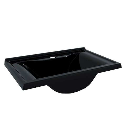 Cuba Pia Lavatório Itaparica 45 Cm para Banheiro Preto Brilho