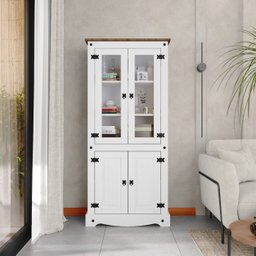 Cristaleira Turim 04 Portas Branco/Cera Castanho Móveis Ads - 1