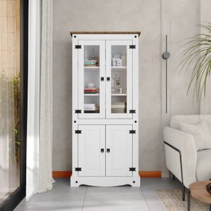 Cristaleira Turim 04 Portas Branco/Cera Castanho Móveis Ads