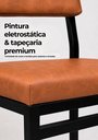 Ver imagem 5 de Cadeira Jantar Estofado Corino Marrom Aço Preto Kit 2 Cadeira Bossa