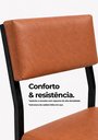 Ver imagem 3 de Cadeira Jantar Estofado Corino Marrom Aço Preto Kit 2 Cadeira Bossa