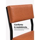 Ver imagem 3 de Cadeira Jantar Estofado Corino Marrom Aço Preto Kit 2 Cadeira Bossa