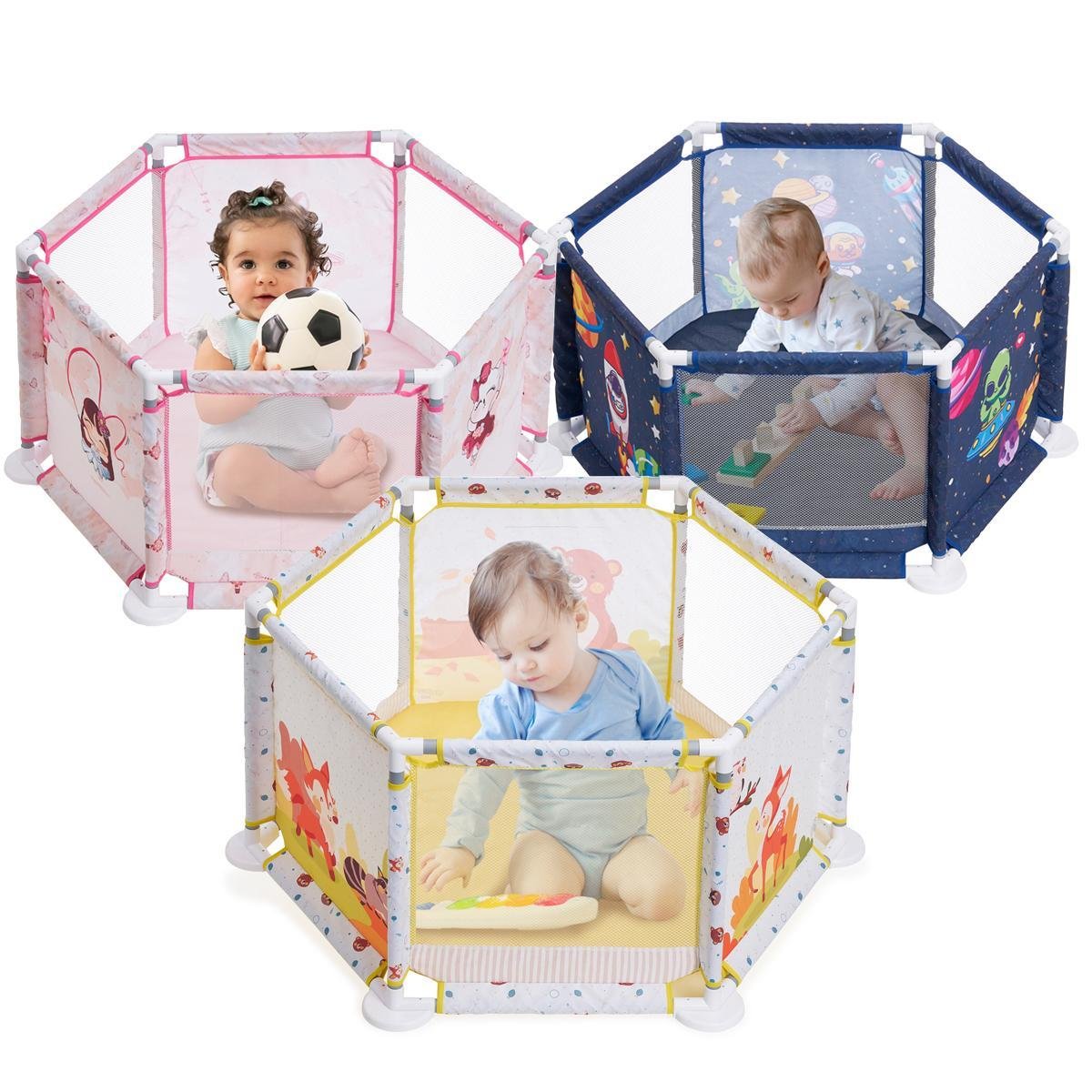 Cercadinho Infantil Playpen Maxi Baby Azul 99x99x50cm - 6