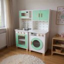 Ver imagem 2 de Kit Mini Cozinha Infantil e Máquina de Lavar - Verde Claro