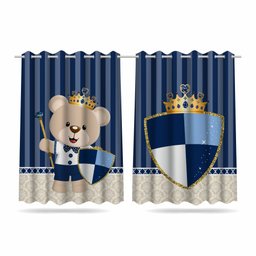 Cortina Infantil Ursinho Princípe + 3 Capas Almofadas - 2