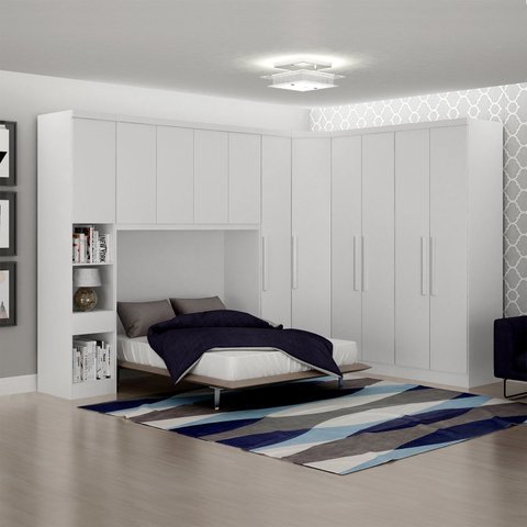 Guarda-Roupa Casal 11 Portas 6 Peças Modulado Cairo Branco/Neve