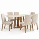 Ver imagem 2 de Conjunto Sala de Jantar Mesa Lisa 160cm Tampo MDF Canto Reto e 6 Cadeiras Flávia