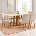Ver imagem 1 de Conjunto Sala de Jantar Mesa Lisa 160cm Tampo MDF Canto Reto e 6 Cadeiras Flávia
